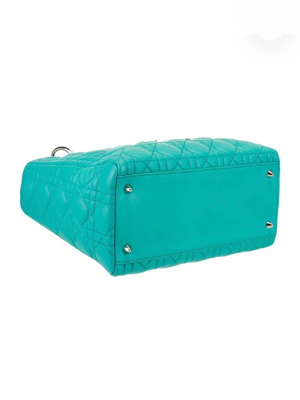 🩵100%Authentic Dior Lady Dior medium model handbag in turquoise leather cannage🩵